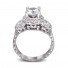 Platinum Half-Moon Milgrain Halo Pave Diamond Engagement Ring