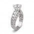 14K White Gold Milgrain Channel-Pave Solitaire Engagement Ring 