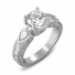 14K White Gold Two Pear in Milgrain Edging Engagement Ring