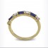 18K Yellow Gold Bar Set Round Diamond and Baguette Sapphire Wedding Ring 