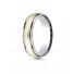 14k Two-Toned Men's Wedding Ring 6mm Comfort-Fit High Polished Carved Design Band with Milgrain