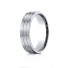 14k White Gold 6mm Comfort-Fit Satin-Finished with Parallel Center Cuts Carved Design Band