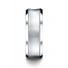 14k White Gold Men's Wedding Band 7.5mm Comfort-Fit Satin-Finished Concave beveled edge Design Band