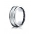 14k White Gold 8mm Comfort-Fit Satin-Finished with Parallel Grooves Carved Design Band