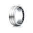 Cobaltchrome™- Silver 8mm Comfort-Fit Satin-Finished Parallel Silver Inlay Design Ring 