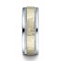 14k Two-Toned 8mm Comfort-Fit Hammered-Finished with Milgrain Carved Design Band