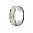 14k Two-Toned 8mm Comfort-Fit Hammered-Finished with Milgrain Carved Design Band