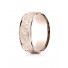 14k Rose Gold Comfort Fit Men's Wedding Ring 8mm High Polish Edge Hammered Center Design Band