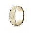 18k Yellow Gold Comfort Fit Men's Wedding Ring 8mm High Polish Edge Hammered Center Design Band