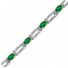 14k White Gold Oval Green Emerald and Diamond Bracelet