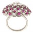14k White Gold Round Shape Ruby And Full Cut Diamond Ring 
