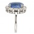 14K White Gold Cushion Shaped Sapphire and Full Cut Diamond Ring 