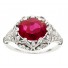 Platinum Edwardian Oval Shaped Burmese Ruby and Rose Cut Diamond Ring