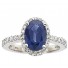 14k White Gold Oval Cut Sapphire And Diamond Ring 
