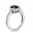 14k White Gold Halo Round  Diamond and Deep Blue Sapphire Engagement Ring
