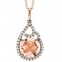 14k Rose Gold Fashion  Pendant with Morganite Surrounded by Round Diamonds