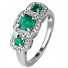 14k White Gold Diamond and Emerald Three Stone Design Fashion Ring