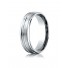 14k White Gold 6mm Comfort-Fit Satin-Finished High Polished Center Trim and Round Edge Carved Design Band