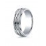 Argentium Silver 7mm Comfort-Fit Satin-Finished Double Groove Center Design Band 