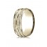 14k Yellow Gold 8mm Comfort-Fit Hammer-Finished High Polished Center Trim and Round Edge Carved Design Band