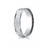 14k White Gold 6mm Comfort-Fit Satin Finish High Polished Round Edge Carved Design Band