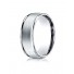 14k White Gold 8mm Comfort-Fit Satin Finish High Polished Round Edge Carved Design Band