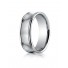 18k White Gold 7.5mm Comfort-Fit Satin-Finished Concave Round Edge Carved Design Band