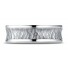18k White Gold Men's Wedding Ring 7.5mm Comfort Fit Hammered Finish Concave Center Design Band