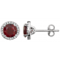 14K White Gold Garnet Diamond Halo Earrings