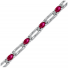 14K White Gold Oval Ruby and Diamond Bracelet 